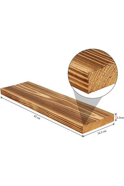 Booboost Set of 2 shelves, brown/black, wood, 42x14.5x2.5cm