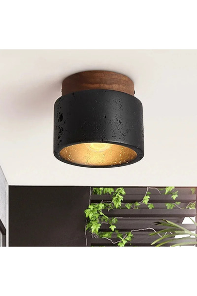 Choice Warm light Random Texture Wabi-sabi Ceiling Lamp Black Cave Stone Porch Balcony Light Northern Europ