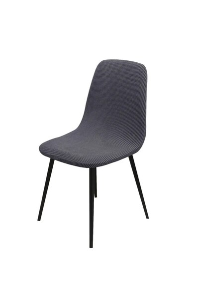 Choice رمادي غامق - قطعة واحدة من غطاء الكرسي ذو الظهر القصير من الجاكار وأغطية مقاعد البار وأغطية الطعام وأغطية الكراسي القابلة للتمدد والغبار