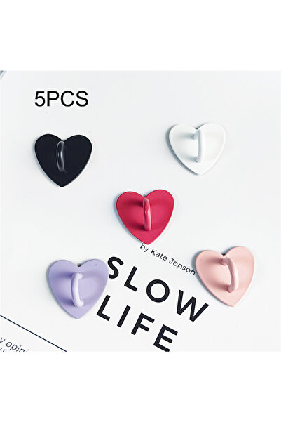 Choice 5 قطع bwrpy 2/5 قطع حامل سحر الهاتف اللاصق اللطيف DIY قلب معدني حافظة الهاتف المحمول خاتم الإصبع Sta