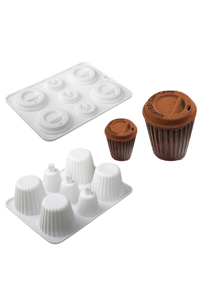 Choice SH0102258-2259 قالب كعكة موس الشوكولاتة السيليكوني على شكل فنجان قهوة ...