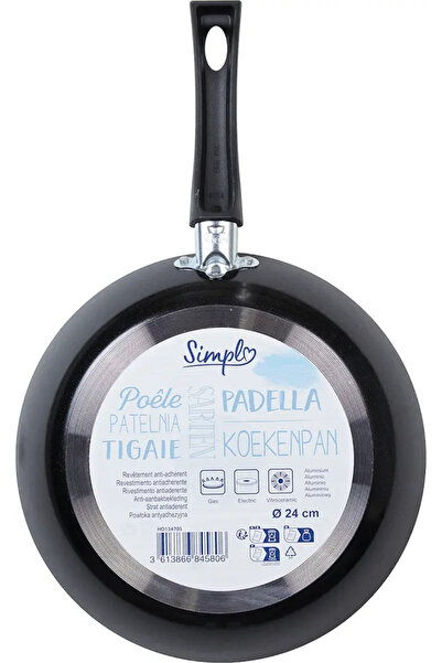 Simpl Tigaie Simpl, invelis interior ARTECH, aluminiu, 24 cm, Negru