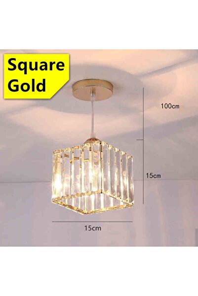 Choice مصباح سقف كريستالي مربع ذهبي LED مبتكر وشخصي لغرفة النوم والمطعم، تصميم بسيط وعصري