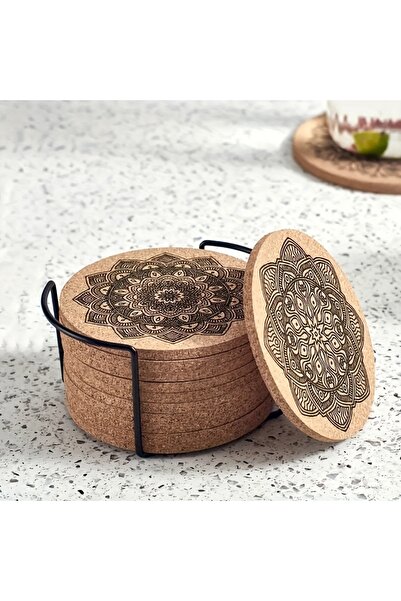 Choice1 مجموعة واحدة من 6 قطع من قواعد الأكواب الخشبية المستديرة المقاومة للح...