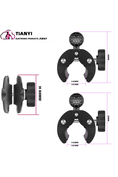 Choice كاميرا رياضية 60 سم، ركوب الدراجات النارية، مشبك مزدوج الرأس، رأس كروي...