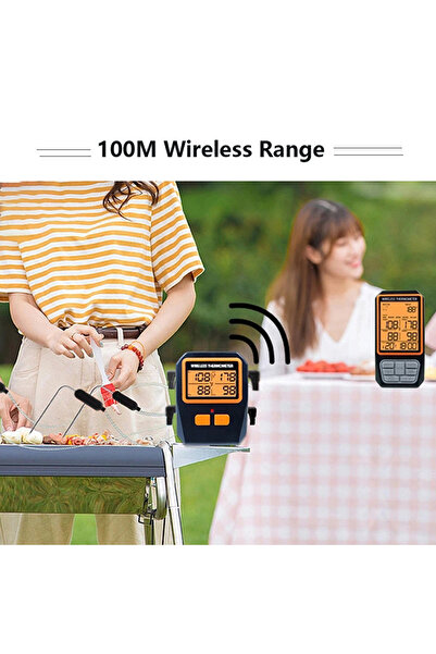 Choice MeatChamp 4 Probes Backlight LCD Display 100M Wireless Range Digital Kitchen Cooking BBQ Oven Mea...