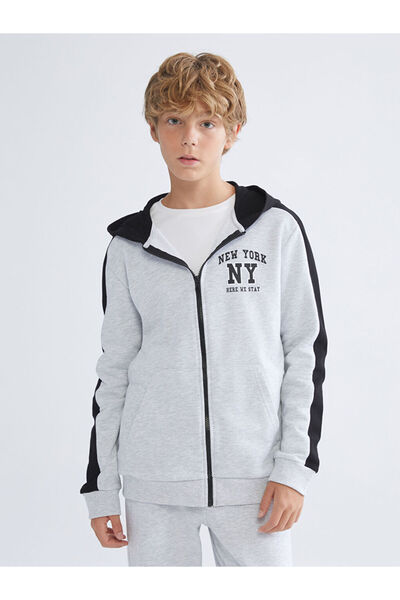 LC Waikiki Gray Hooded Boy's Tracksuit