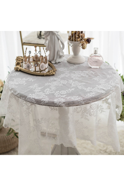 Choice 150x150cm white White Lace Tablecloth Vintage Embroidered Reception Table Cloth Decor Party Valentin