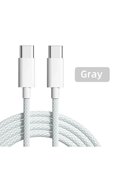 Choice 1 متر رمادي أبيض 60W PD USB من النوع C إلى النوع C كابل خط بيانات لـ I...