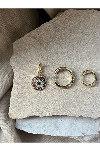 nunu takı مجموعة أقراط ثلاثية من YSX Jewelry مرصعة بالأحجار الكريمة الملونة