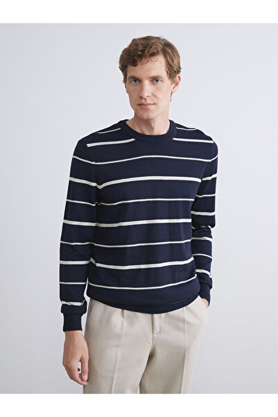 LC Waikiki Блискучі вибори від Shining Store | Чоловічий трикотажний светр з коміром-стійкою та смужками