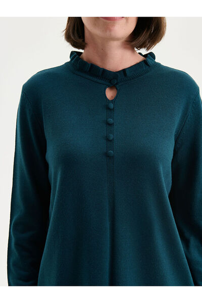 LC Waikiki Sparkling Choices from Shining Store |   Ruffled Mock Neck Women's Knitwear Sweater