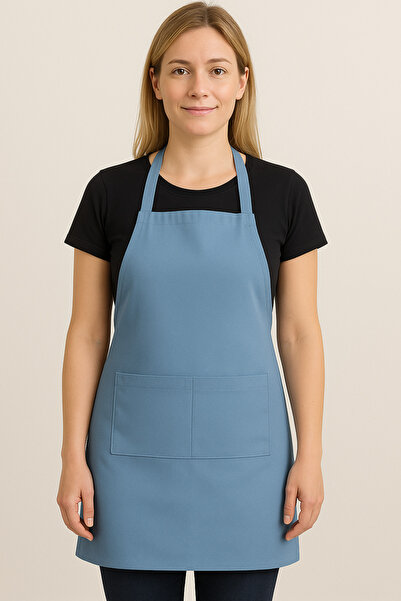 GTB BUTİK مريلة مطبخ زرقاء مع جيوب، مقاومة للبقع، مناسبة للطهاة والبارستا، مر...