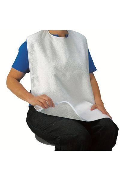 Choice مريلة بيضاء للكبار مكونة من 1/4 قطعة للرجال والنساء مناسبة لكبار السن من القماش المقاوم للبقع