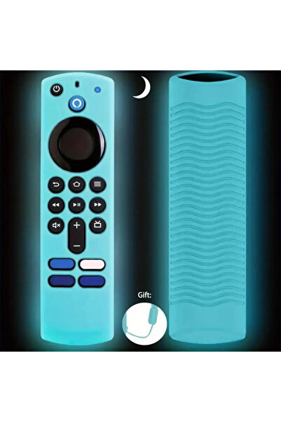 Choice Blue Silicone luminous remote control cover for Alexa Voice Remote (3rd Gen) L5B83G 2021 Release, Fi