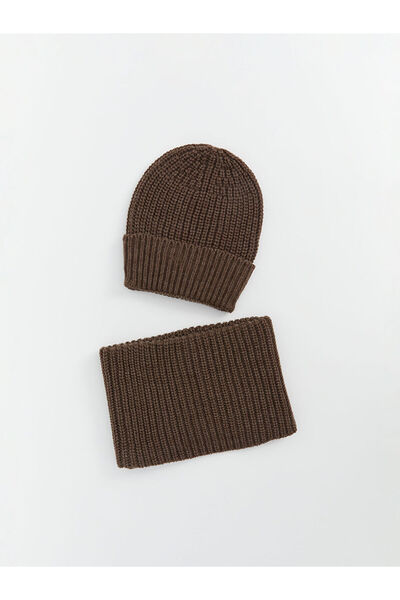 LC Waikiki Brown Basic Boy's Beret and Neck Collar