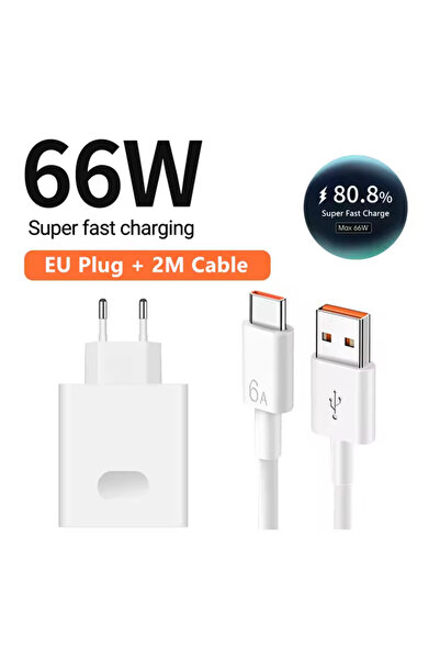 Choice EU Plug - 2m Cable 66W USB Fast Charger Quick Charge 3.0 EU/EU Plug Ad...