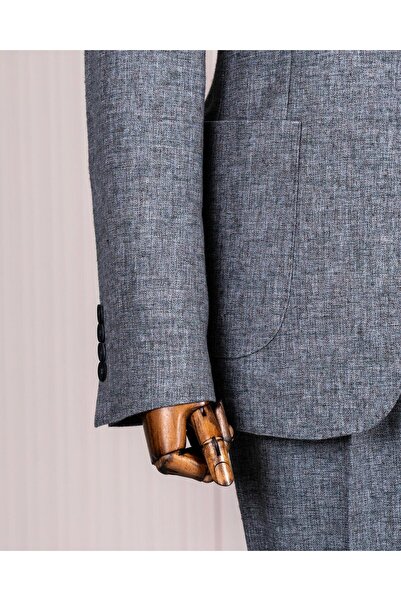 TerziAdemAltun İtalyan stil slim fit mono yaka ceket pantolon takım elbise antrasit T14367