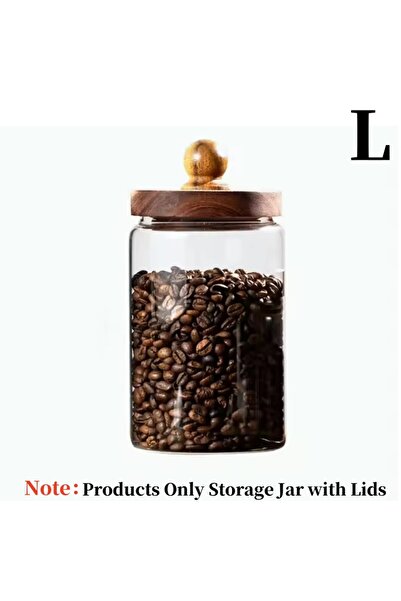 Choice وعاء زجاجي لتخزين الطعام بغطاء خشبي، حاوية شفافة محكمة الإغلاق لحبوب ا...