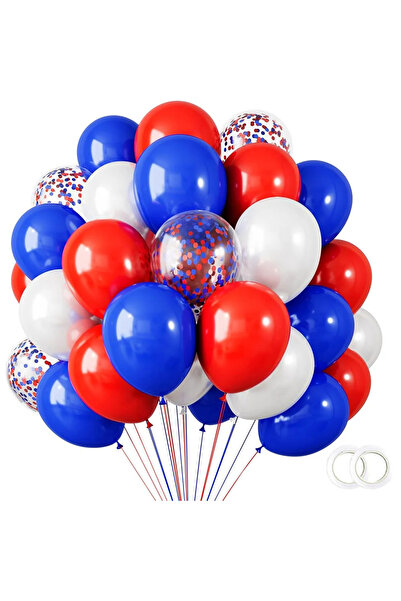 Choice O 12INCH Red blue white 40pcs Red White and Blue Balloon Set with Conf...
