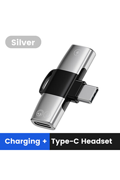 Choice محول سماعات رأس من نوع C فضي 2 في 1 من USB Type-c إلى مقبس صوت 3.5 مم لمحول iPhone15 16