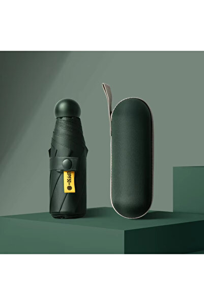Choice Iron 6K Dark green Solid Color Portable Capsule Umbrella Dual Use Sunshade And Rain Protection for W