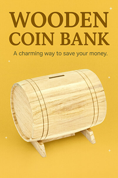 Luminoo Fıçı Kumbara Ahşap