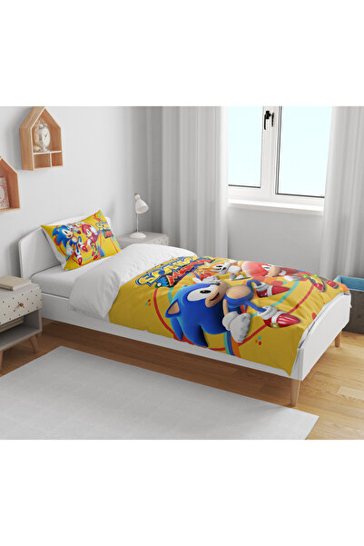 Home Sonic Mania Patterned 3D Digital Printed Single Boy's Duvet Cover Set Without Sheets