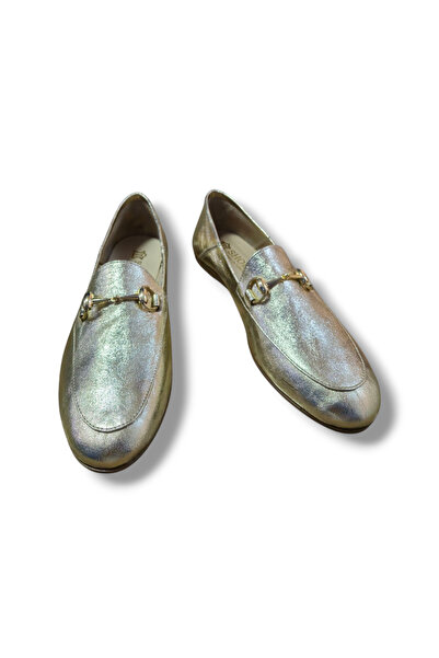 BARONES SHOES Genuine Leather Gold Buckle Loafer
