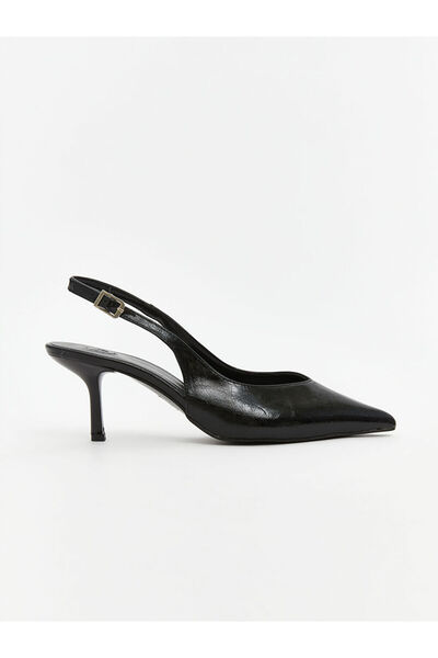 LC Waikiki Black Leather Look Women's Heeled Shoes