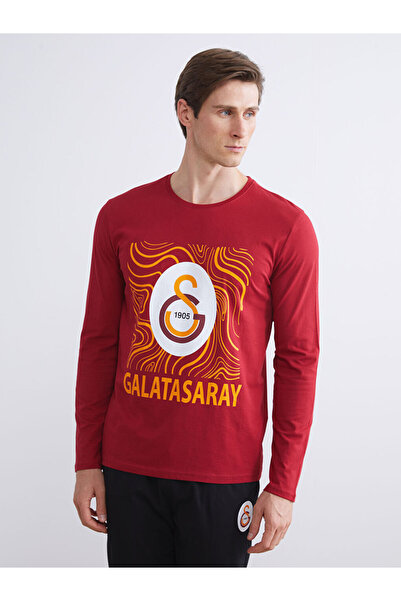 LC Waikiki Kirmizi Standart Kalıp Galatasaray Baskılı Erkek Pijama Takımı