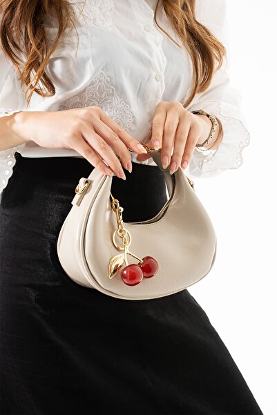 H&D COLLECTİON geantă de mână și de umăr pentru femei bej-gri cu cadou cherry...