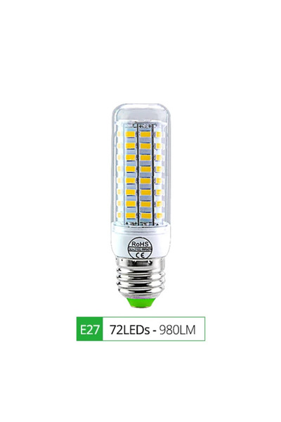 Choice مصباح LED أبيض دافئ E27-72LEDs مصباح LED ذرة 220V E14 E27 مصباح قوي 27...