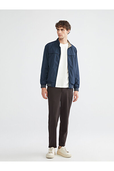 LC Waikiki Indigo Standard Mold Stand Collar Men's Coat