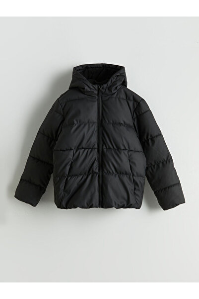 LC Waikiki Palton puf negru pentru băiat cu glugă
