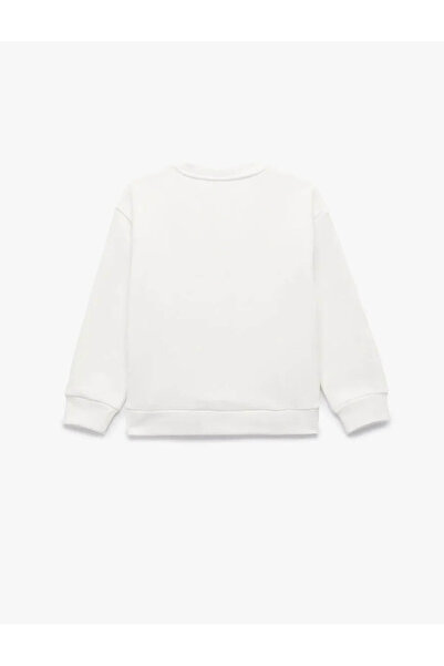 Koton Şardonlu Fiyonk Baskılı Ekru Kız Çocuk Sweatshirt 6Wkg10209Ak