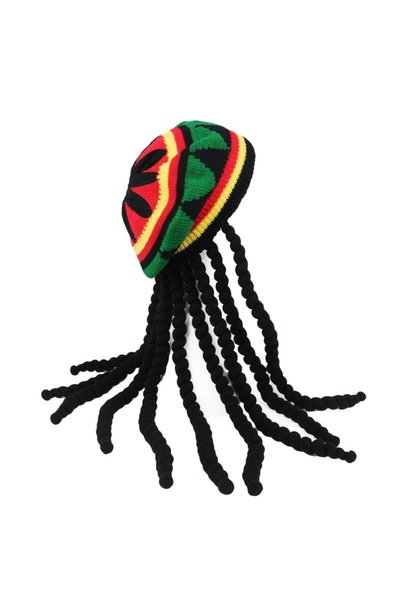 Choice Wig Hat Vintage Jamaican Rasta Black Wig Long Hair Hat Dreadlocks Braid Beanie Knit Cap Stage Hip Ho