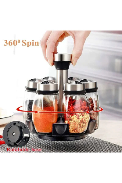 choice2 7pcs set NEW Single Bottle Glass Jar and Spice Jar Set Rack Glass Seasoning Sugar Pepper Bottles Sal