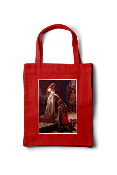 INKD Sanatsal Bez Çanta – Edmund Leighton "The Accolade" Tasarım - 35x40