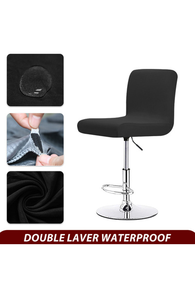 Choice غطاء كرسي بار من القماش الأسود المقاوم للماء بالكامل، قابل للتمدد، بظه...