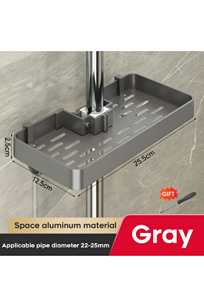 Choice رمادي 1/2 قطعة رف دش صينية حمام بدون ثقوب مع خطافات لتعليق المناشف حامل شامبو رف عائم