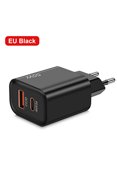 Choice شاحن سريع 55 وات USB C PD 30 وات باللون الأسود من الاتحاد الأوروبي لها...