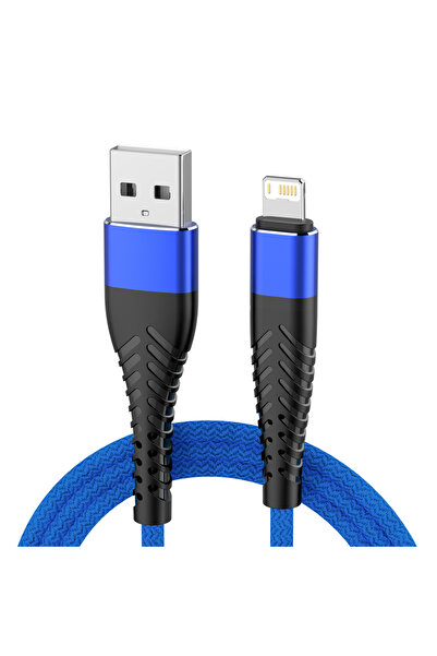 Choice كابل USB سريع الشحن 2m Blue 3A لأجهزة iPhone 14 13 12 11 Pro Max Xs X ...