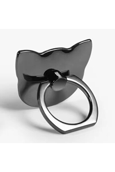 Choice حامل خاتم أصلي على شكل رأس قطة معدني أسود حامل هاتف قابل للدوران 360 د...