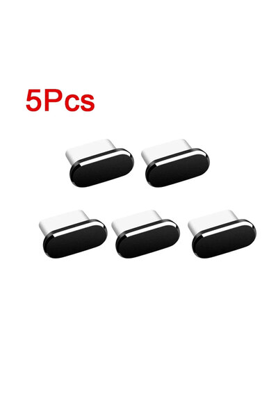 Choice 5PCS Black 5/1PCS Type C Metal Dust Plugs for IPhone 16 16pro 15pro/15...