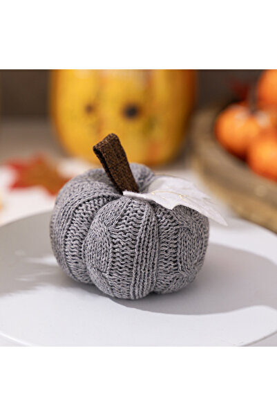 Choice قرع رمادي محبوك يدويًا لزينة عيد الشكر في المزرعة ومهرجان الحصاد الخريفي.