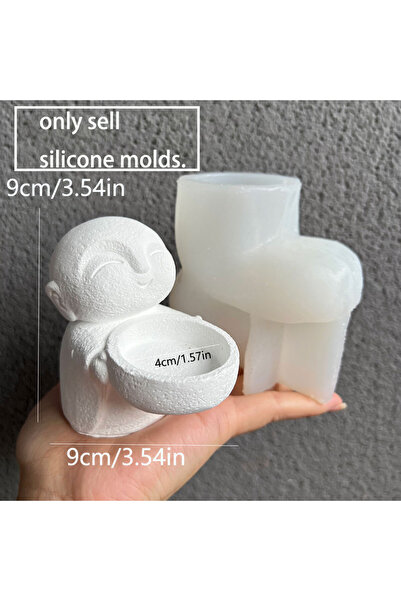 Choice قالب شمعدان راهب لطيف قالب سيليكون من الراتنج حاملات شموع للتأمل الزن ...