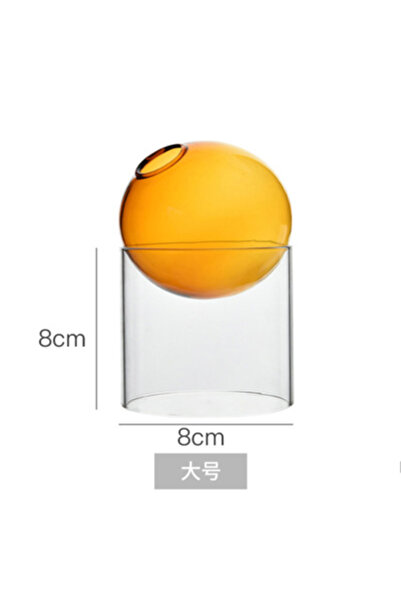 Choice orange L Mini Round Flower Vase Hydroponic Container Micro Landscape Glass Ecological Bottle Borosil