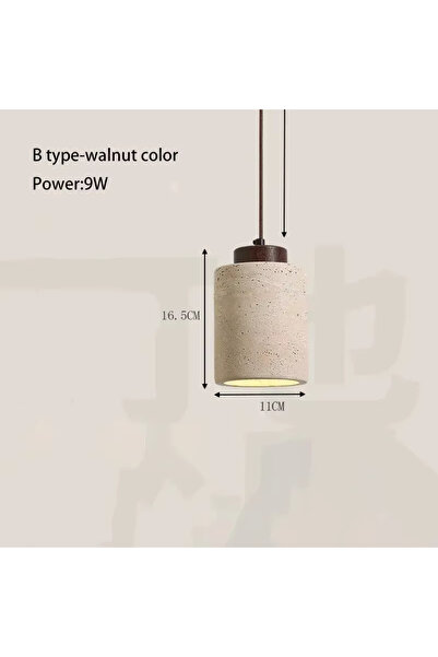 Choice مصباح معلق LED أبيض دافئ 9 وات من خشب الجوز - 6000 كلفن ثريا من الحجر ...