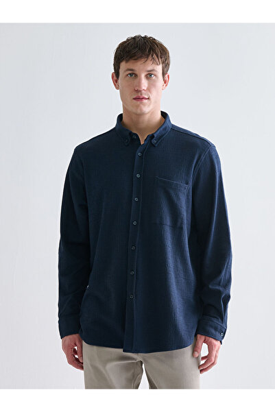 LC Waikiki Navy Blue Regular Fit Long Sleeve Men's Shirt